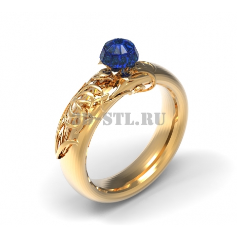 3D Ring with Stone #144 | 3D Model of a Jewelry Ring for Waxing (*.3dm)