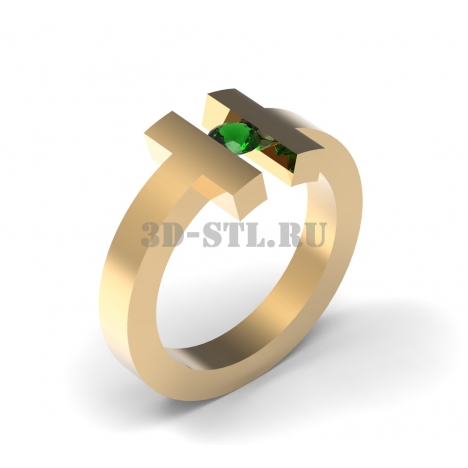 3D Ring with Stone #18 | 3D Model of a Jewelry Ring for Waxing (*.3dm)