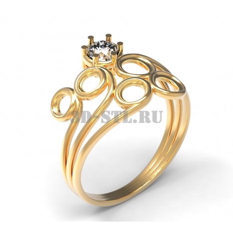 3D Ring with Stone #148 | 3D Model of a Jewelry Ring for Waxing (*.3dm)