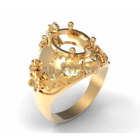 3D Ring with Stone #99 | 3D Model of a Jewelry Ring for Waxing (*.3dm)
