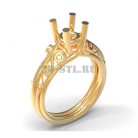 3D Ring with Stone #56 | 3D Model of a Jewelry Ring for Waxing (*.3dm)