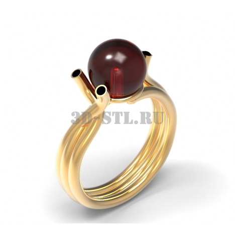 3D Ring with Stone #33 | 3D Model of a Jewelry Ring for Waxing (*.3dm)