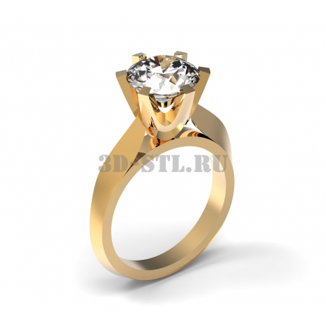 3D Ring with Stone No. 75 | 3D Model of a Jewelry Ring for Waxing (*.3dm)