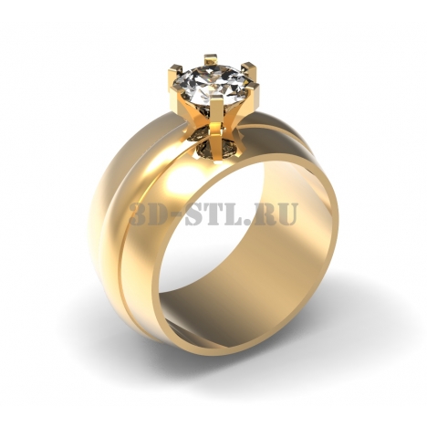 3D Ring with Stone #3 | 3D Model of a Jewelry Ring for Waxing (*.3dm)