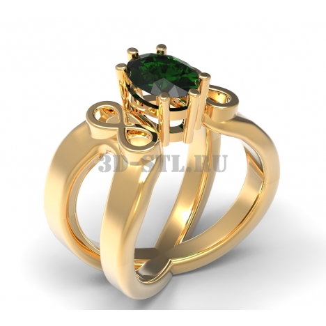 3D Ring with Stone #23 | 3D Model of a Jewelry Ring for Waxing (*.3dm)