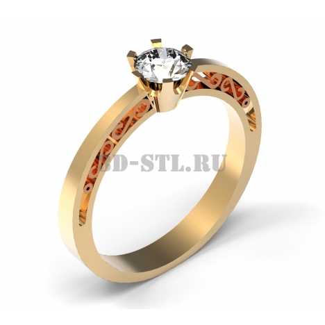 3D Ring with Stone #4 | 3D Model of a Jewelry Ring for Waxing (*.3dm)
