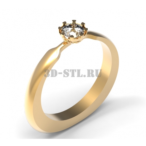 3D Ring with Stone No. 50 | 3D Model of a Jewelry Ring for Waxing (*.3dm)