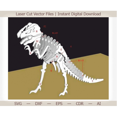 Макет скелета T-Rex для лазерной резки