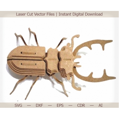 Stag Beetle Laser Cut File