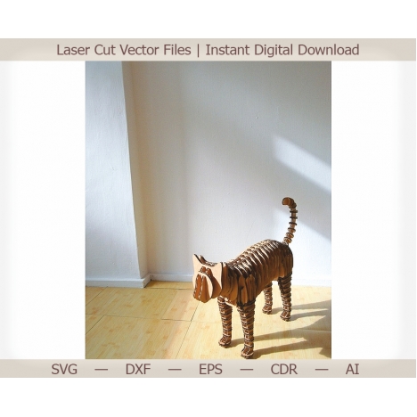 Laser Cut 3D Cat Vector File