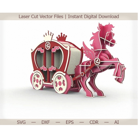 Pony and Carriage 3D Laser Cut File
