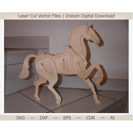 Horse Laser Cut File for 3D Layered Model