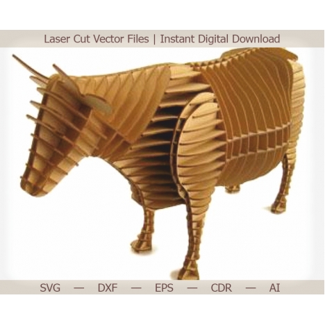 3D Cow Laser Cut File