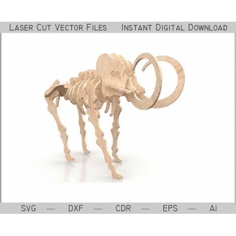 Mammoth Laser Cut File | 3D Wooden Puzzle Vector