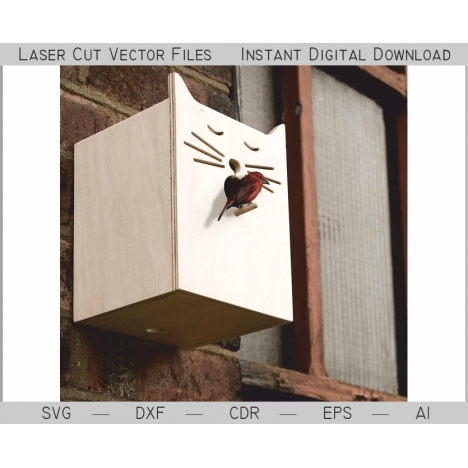 Cat Bird Feeder Laser Cut File
