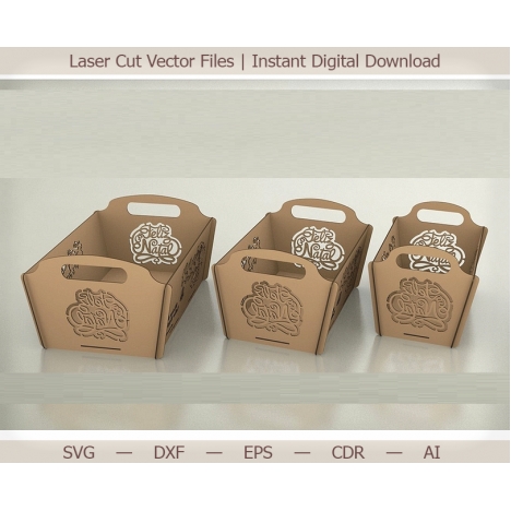 Laser Cut Candy Box Set with Handles