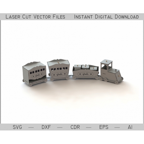 Children's Steam Locomotive Laser Cut File