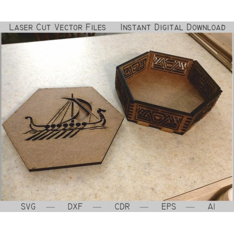 Viking Hexagonal Casket Laser Cut File