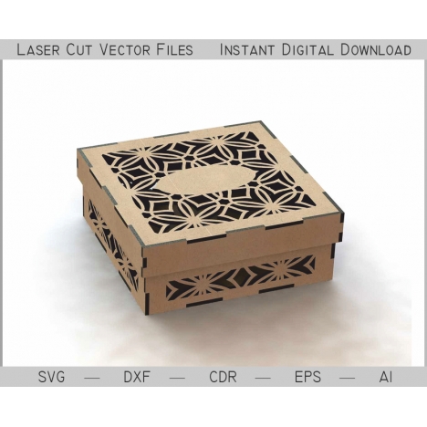 Laser Cut Box File with Floral Cutout Lid