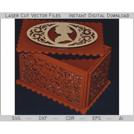 Laser Cut Box File with Ornate Lid