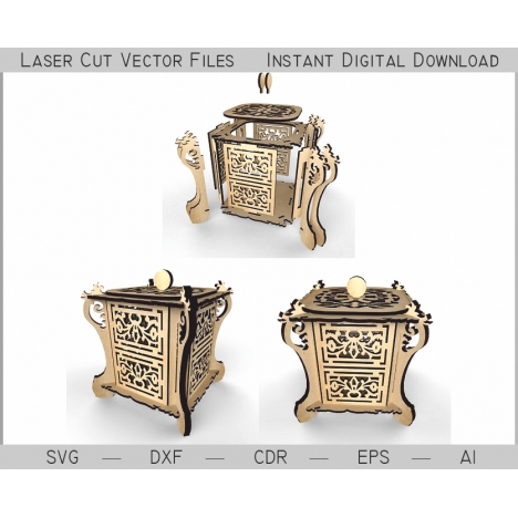 Chinese Tea Box Laser Cut File