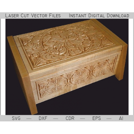 Laser Cut Jewelry Box File with Ornate Carved Design