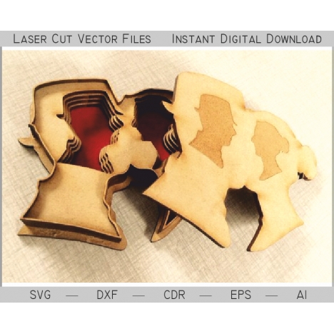 Couple Casket Laser Cut File
