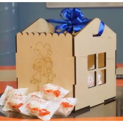Candy Gift Box Laser Cut File with Ribbon Handle