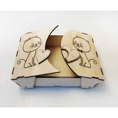 Laser Cut Cat Box with Heart