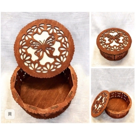 Round Box Laser Cut File with Butterfly Lid