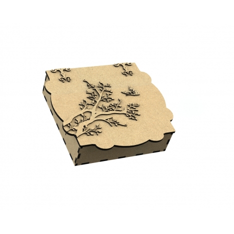 Laser Cut Casket with Butterfly and Tree Design