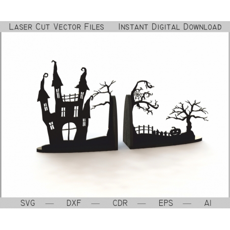 Halloween Book Stoppers Laser Cut File