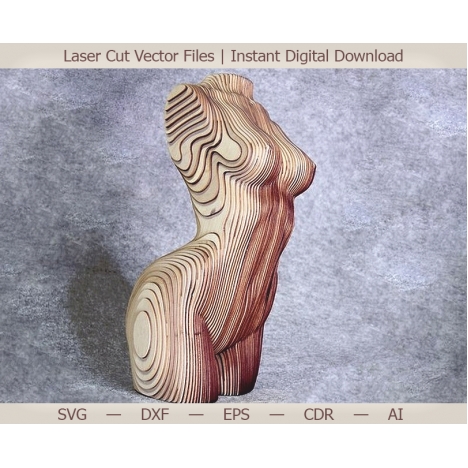 Laser Cut Female Torso 3D Design