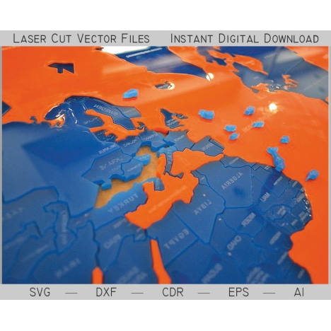 World Map Puzzle Laser Cut File