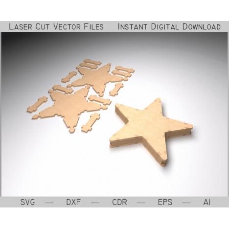 Star Laser Cut File for 3D Wooden Ornament