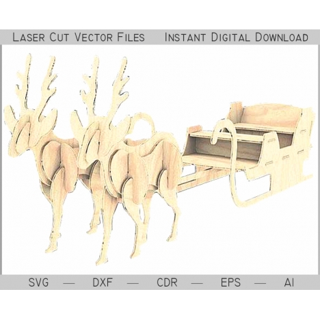 Laser Cut Reindeer Sleigh