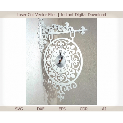 Ornate Hanging Wall Clock Laser Cut File