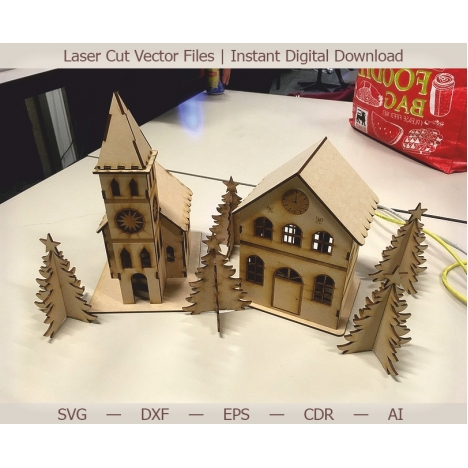 Christmas Village Laser Cut File
