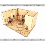 Dollhouse Room Laser Cut File with Furniture