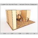 Dollhouse Room Laser Cut File with Furniture