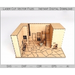 Dollhouse Room Laser Cut File with Furniture