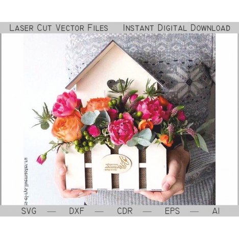 Flower House Laser Cut File
