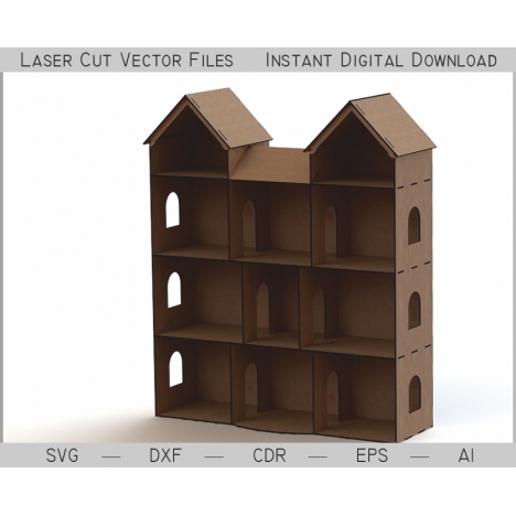4 Floor Dollhouse Laser Cut File