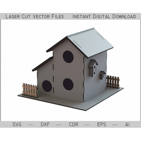 Small House Birdhouse Laser Cut File