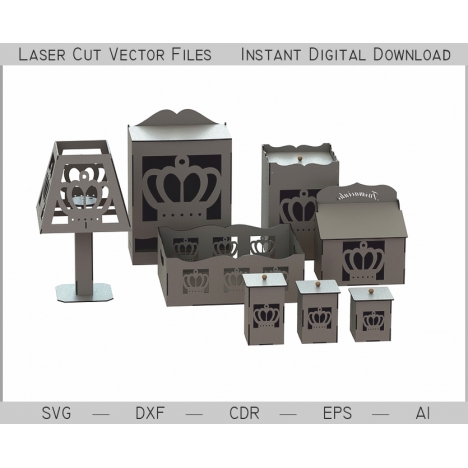 Crown Box Set Laser Cut Files