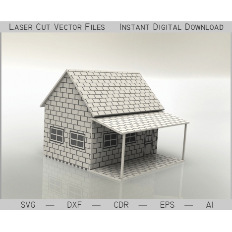 3D Brick House Laser Cut File