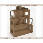 3D Dollhouse with Furniture Laser Cut File