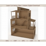 3D Dollhouse with Furniture Laser Cut File