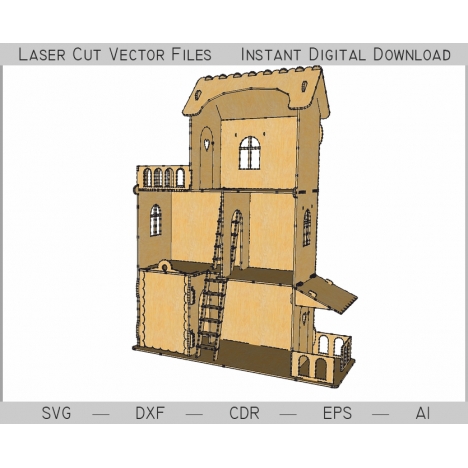 3D Dollhouse Laser Cut File