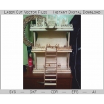 Laser Cut Dollhouse with Stairs Vector File